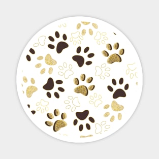 Gold and Brown Shining Paw Prints Magnet